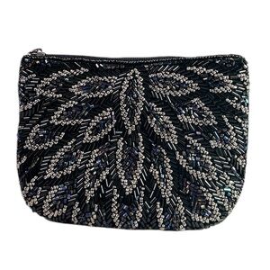 Vintage Iridescent Beaded Velvet Zipper Bag